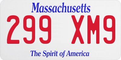 MA license plate 299XM9