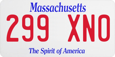 MA license plate 299XN0