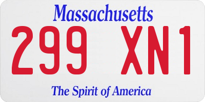MA license plate 299XN1