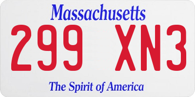 MA license plate 299XN3
