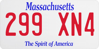 MA license plate 299XN4