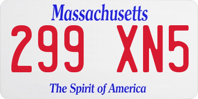 MA license plate 299XN5