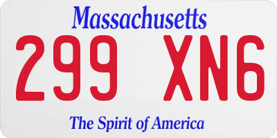 MA license plate 299XN6