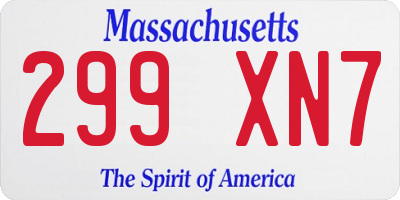 MA license plate 299XN7