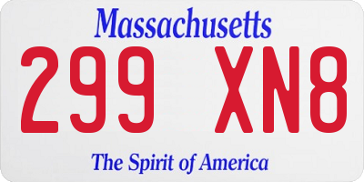 MA license plate 299XN8