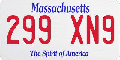 MA license plate 299XN9