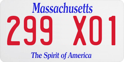 MA license plate 299XO1