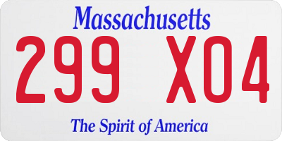 MA license plate 299XO4