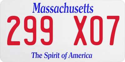 MA license plate 299XO7