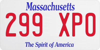 MA license plate 299XP0