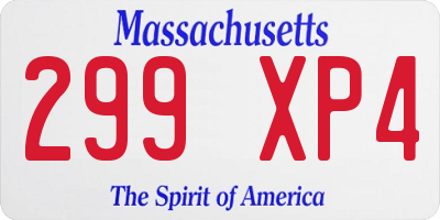 MA license plate 299XP4