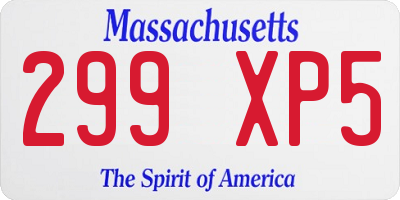 MA license plate 299XP5
