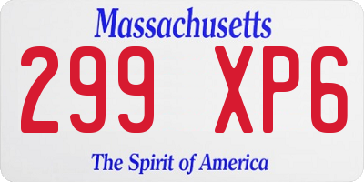 MA license plate 299XP6