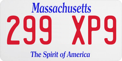 MA license plate 299XP9