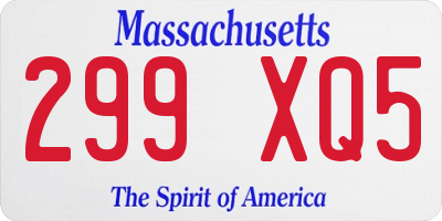 MA license plate 299XQ5
