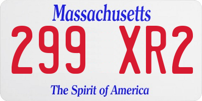 MA license plate 299XR2