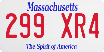 MA license plate 299XR4