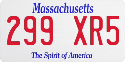 MA license plate 299XR5