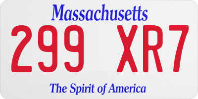 MA license plate 299XR7