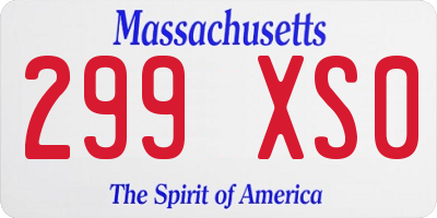 MA license plate 299XS0