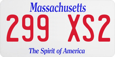 MA license plate 299XS2