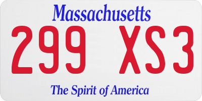MA license plate 299XS3