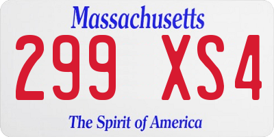 MA license plate 299XS4