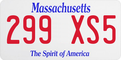 MA license plate 299XS5