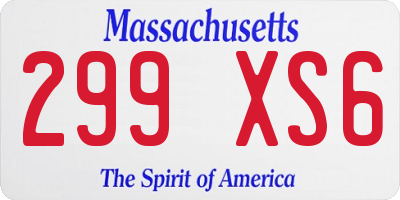 MA license plate 299XS6