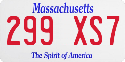 MA license plate 299XS7