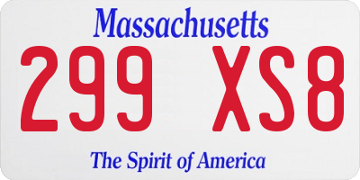 MA license plate 299XS8