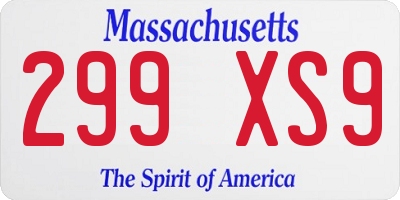 MA license plate 299XS9