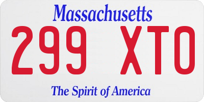 MA license plate 299XT0