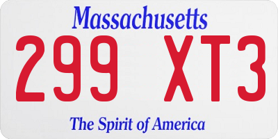 MA license plate 299XT3
