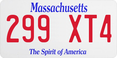 MA license plate 299XT4