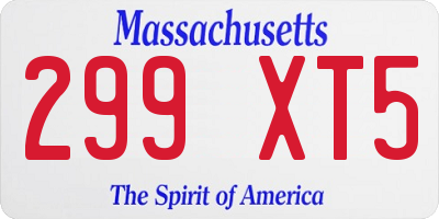 MA license plate 299XT5