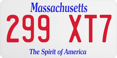 MA license plate 299XT7
