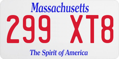 MA license plate 299XT8