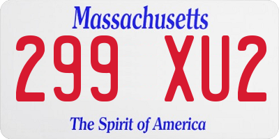 MA license plate 299XU2
