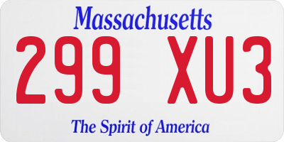 MA license plate 299XU3