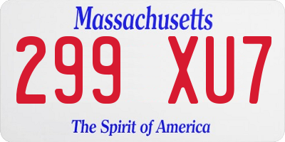 MA license plate 299XU7