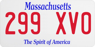 MA license plate 299XV0
