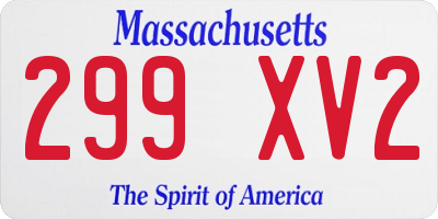 MA license plate 299XV2