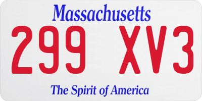 MA license plate 299XV3