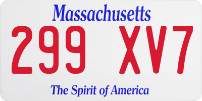MA license plate 299XV7