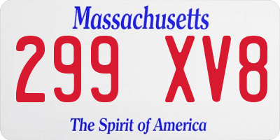 MA license plate 299XV8