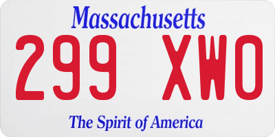 MA license plate 299XW0