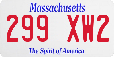 MA license plate 299XW2