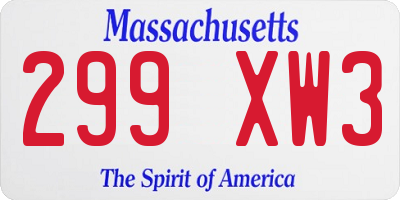 MA license plate 299XW3
