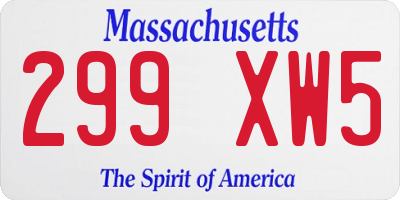 MA license plate 299XW5